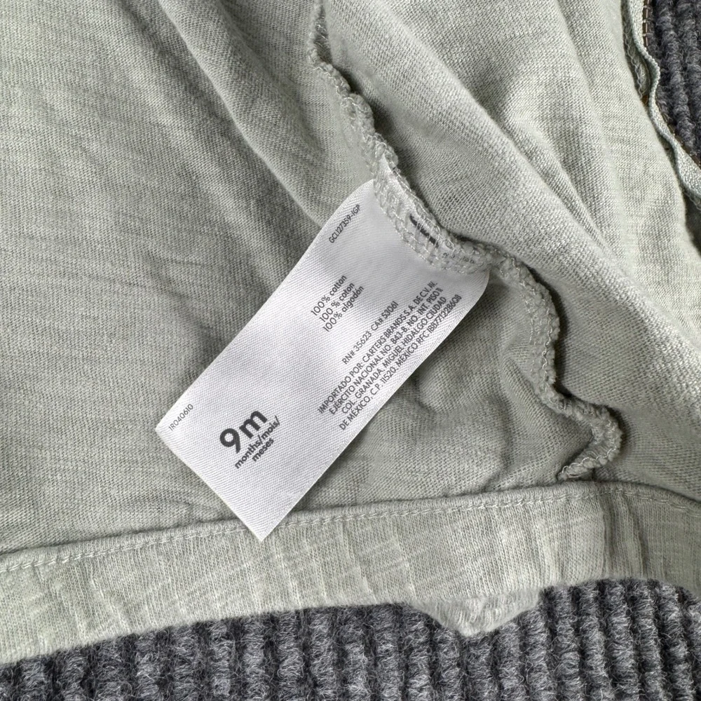 Carters Baby 9M 3-Piece‎ Airplane Set Sage Green Hoodie Joggers Onesie Aviation